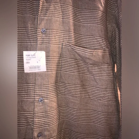 PLAID SHIRT NWT Plaid Button Down Men Flannel Shirt Perry Ellis